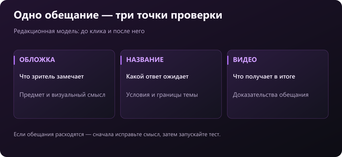 Обложка, название и видео должны объяснять и выполнять одно обещание