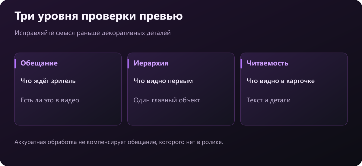 Аудит превью начинается с обещания, продолжается иерархией и заканчивается читаемостью